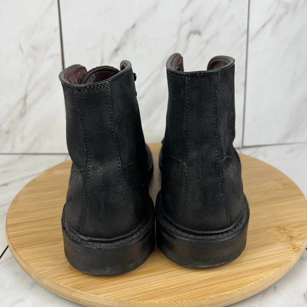 Allen Edmonds Higgins Mill Mens Size 7 D Black Waxed Suede Plain Toe Boots 2653